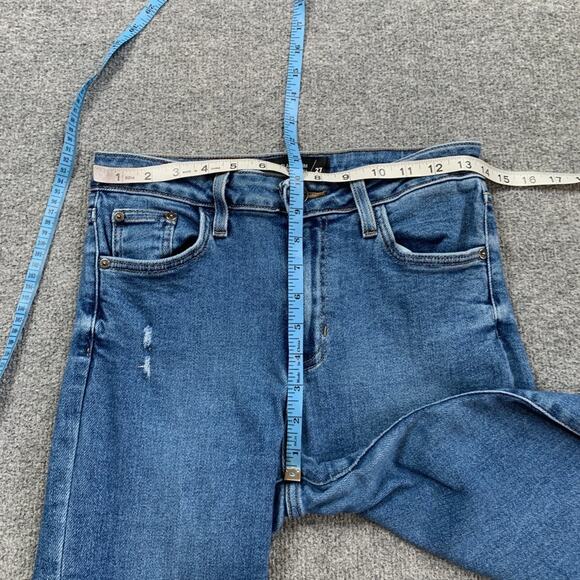 Just Black Denim Jeans Womens 27 Blue Straight Frayed Hem Distressed High Rise - Picture 4 of 11